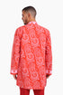 Long jacket in printed cotton with pockets